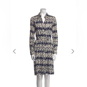 Theory Navy and Cream Patterned Shirtdress dress